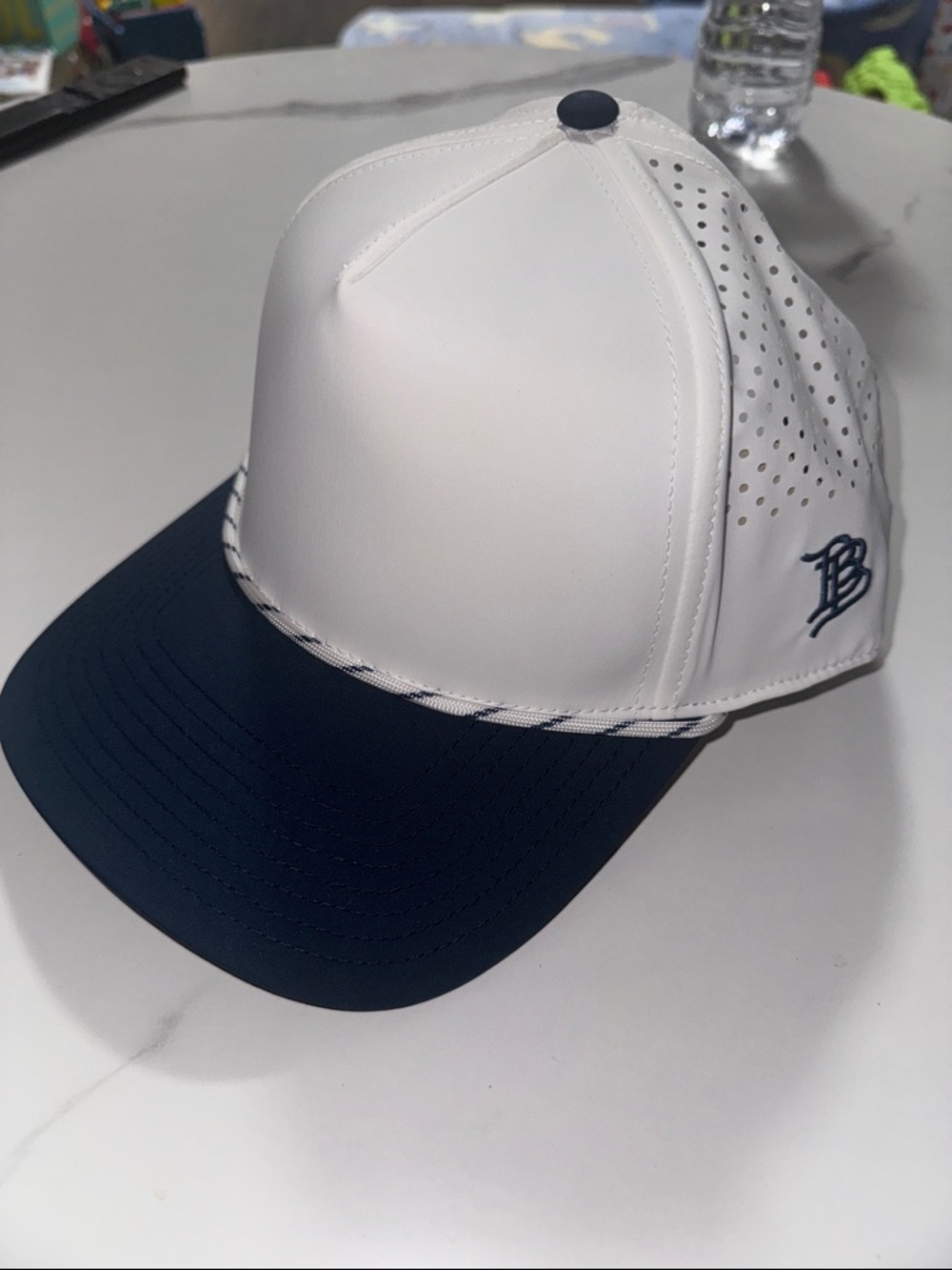 Blank Branded Bills White & Navy Baseball-Style Cap